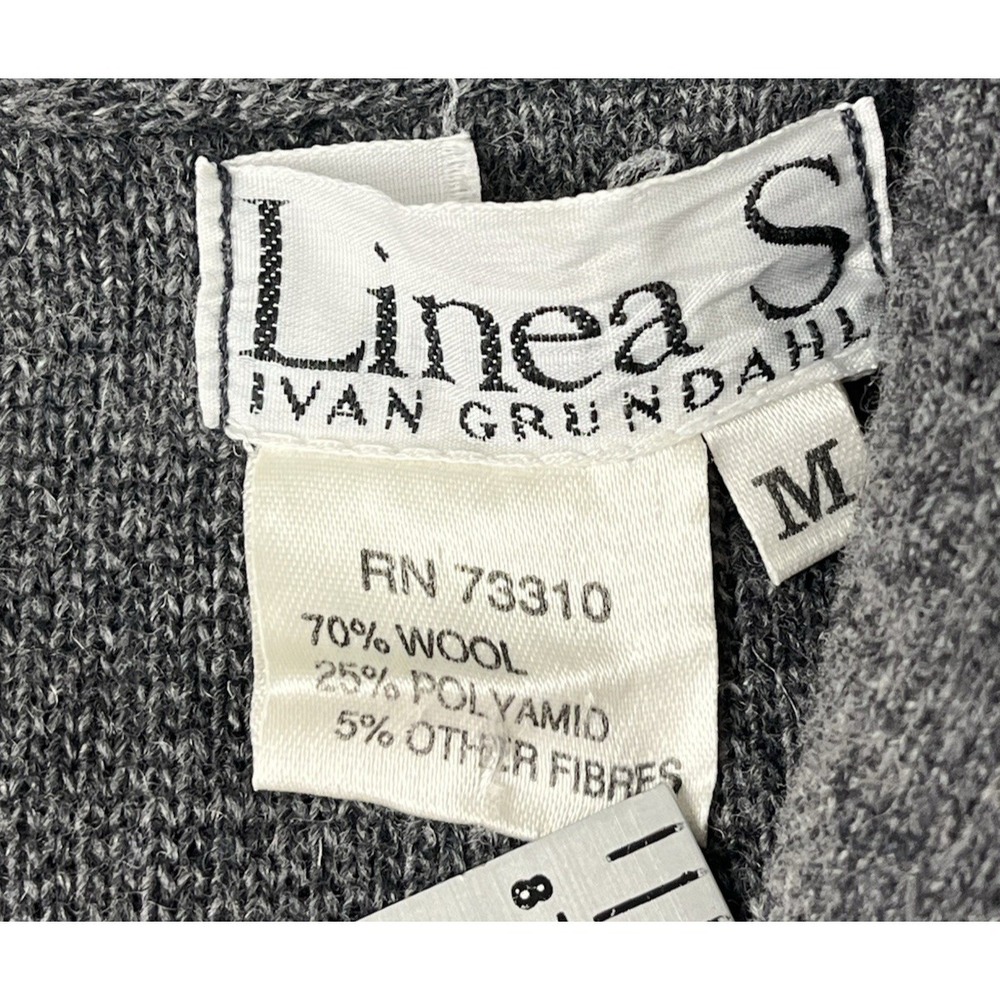 Ivan Grundahl Linea S Sweater‎ Cardigan Medium Wool Tie Front Kimono Sleeve Boxy - Picture 9 of 10